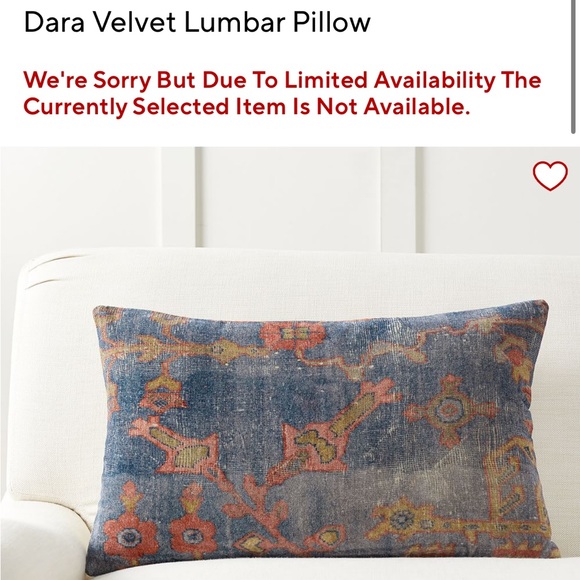 Pottery Barn Accents Nwt Pottery Barn Dara Velvet Lumbar Pillow